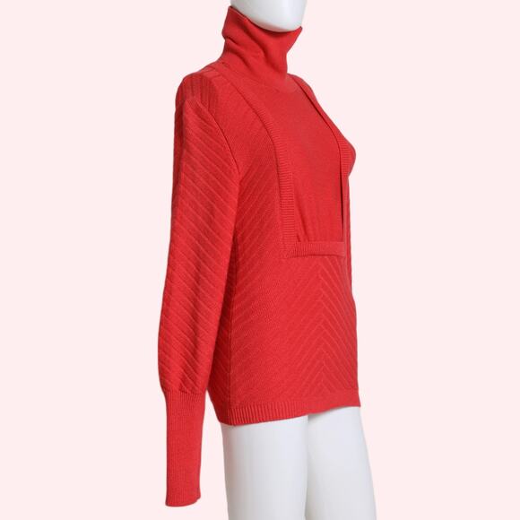 BRUNO PIETERS Red Ribbed Knit Turtleneck Vintage Sweater - Picture 1 of 7